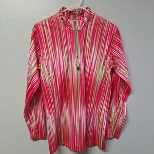Spyder‎ Kids XXL Long Sleeve Fishing Shirt Pink Stripe Quarter Zip Girl Teen